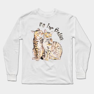 Bengal Cats Love Fur Babies Watercolor Art Long Sleeve T-Shirt